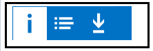 Title: The three tabs that appear when you click Preview and open the course player.  - Description: The three tabs that appear when you click Preview and open the course player. The tabs are icons that represent Course information, Table of Contents, and Resources. 